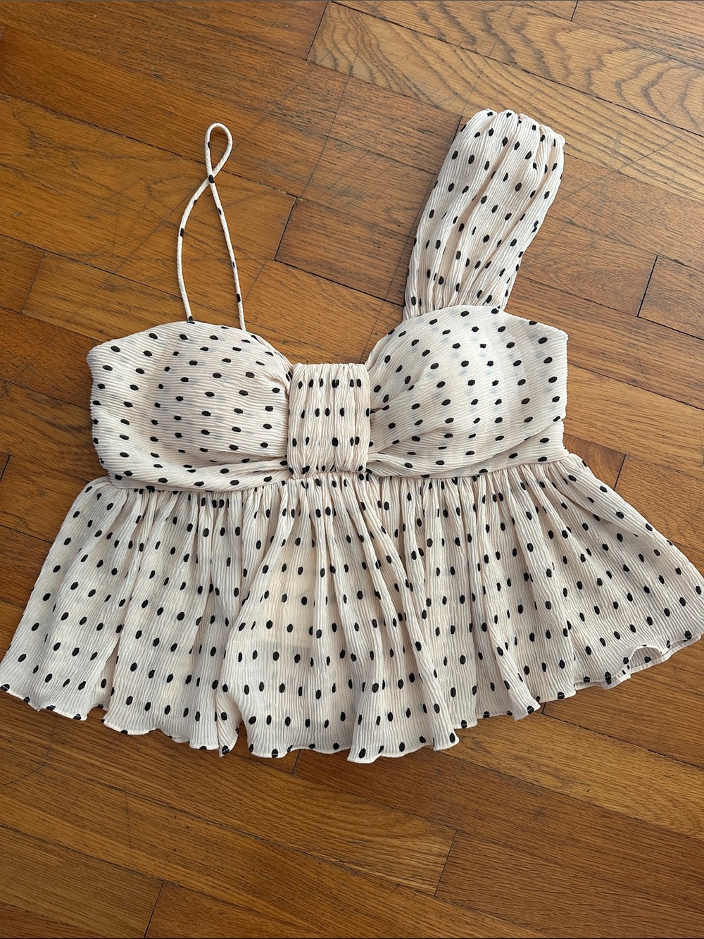 NWT Free the Roses Zofia One Shoulder Polka Dot Peplum Top Medium